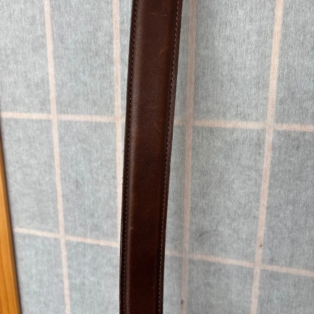 LL BEAN Mens Genuine Leather Belt Dark Brown Brass Buckle Made in Turkey Casual